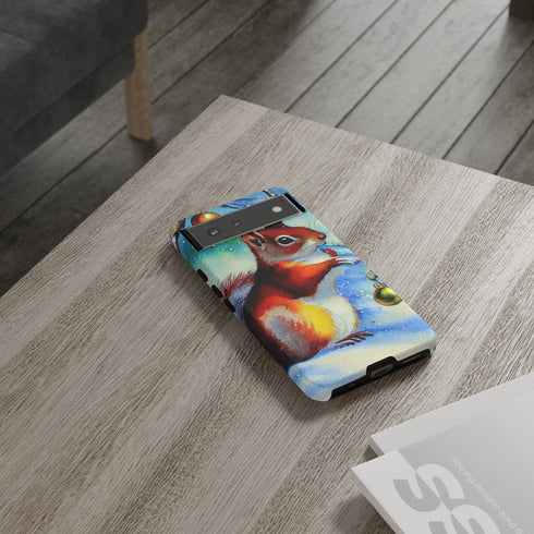 A Squirrel Decorates the Forest for Christmas - Impact Resistant Phone Case